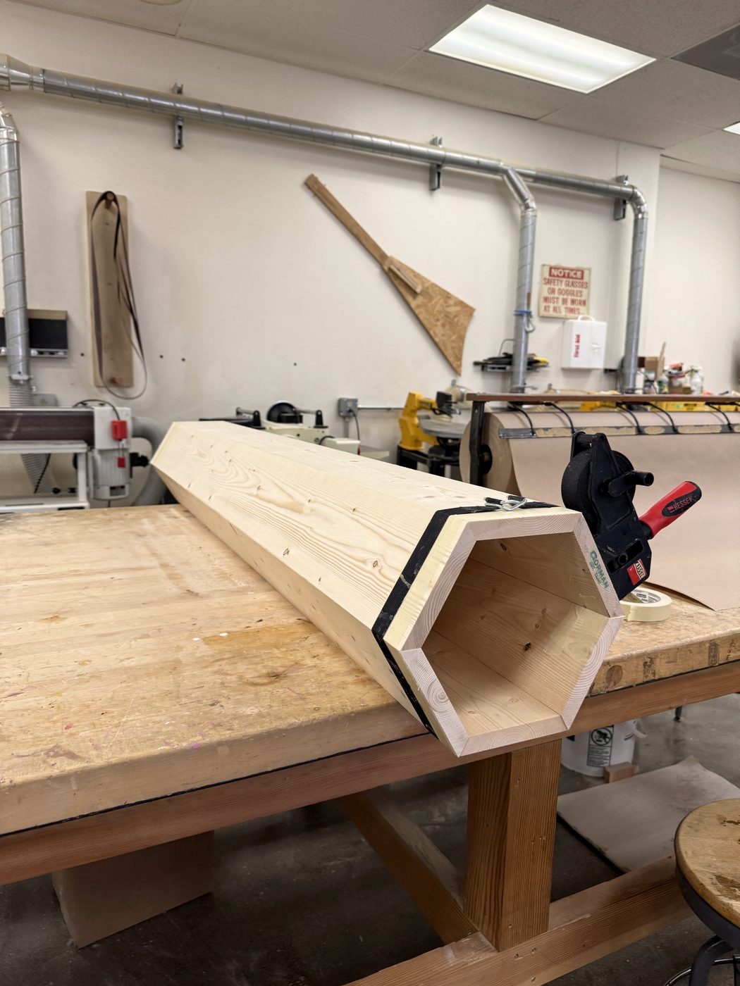The hexagonal pencil body, glued up